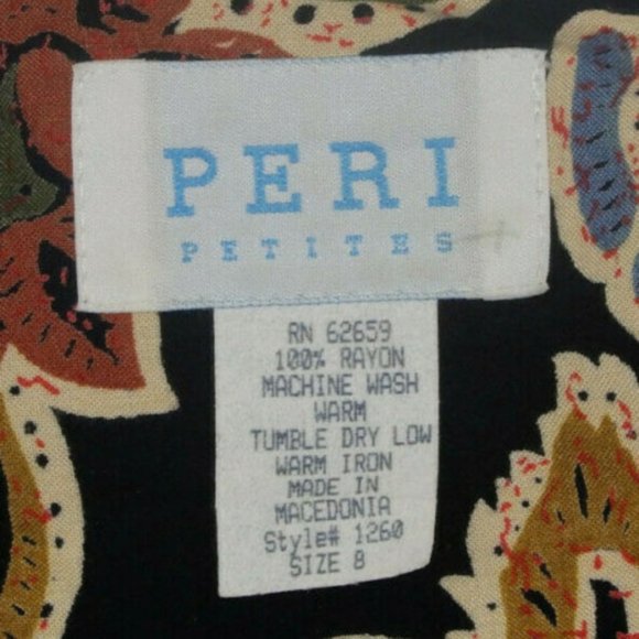 Peri Petites Women's Button Front Shirt Size 8 Black Blue Sleeve Shirt (SS062) - Picture 3 of 10